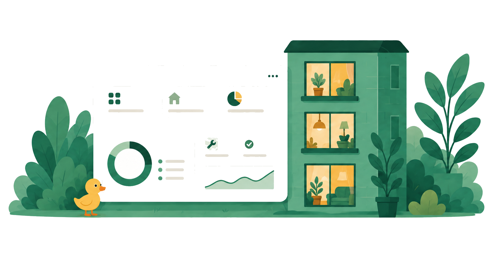 Illustration : tableau de bord de gestion d'un immeuble en colocation